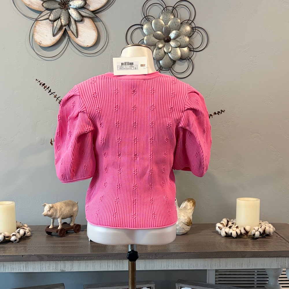 Endless Rose Hot Pink Ribbed Button Cardigan - Picture 4 of 8